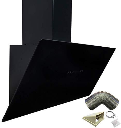 SIA TAG90BL 90cm Black Angled Touch Control Cooker Hood Extractor & 3m Ducting