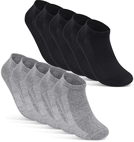 Sneaker Socken Herren 43-46 Schwarz Baumwolle 10 Paar Herren Sneaker Socken 43-46 Schwarz Sportsocken Herren 43-46 Kurze Socken Short Socks Men 16510 WP (Schwarz Grau 43-46)