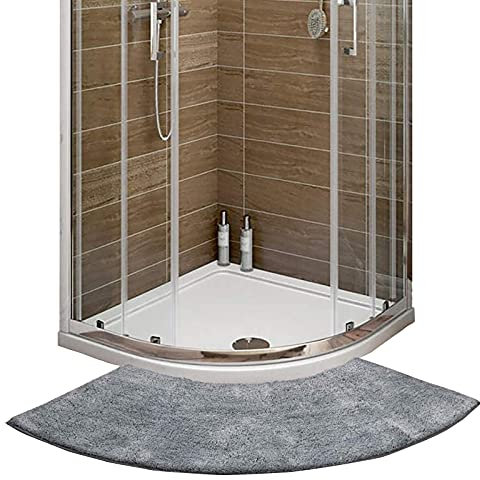 GXFXLP Duschvorleger Eckdusche, Duschvorleger Halbrund rutschfeste, Waschbar Duschvorleger Runddusche Hochflor Aus Mikrofaser,Grau,45 x 100cm
