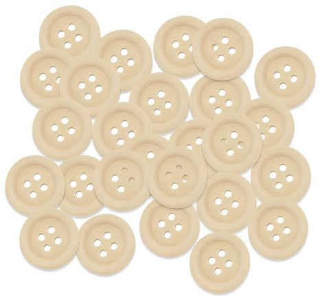 Mandala Crafts Large Wooden Buttons for Sewing - 40 Assorted 1 Inch Unfinished Natural Wood Sewing Buttons in Bulk for Crafts, Decorative Projects, and DIY Embellishments