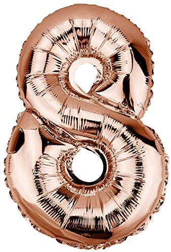 DekoRex Folienballon Rosegold 40cm Geburtstag Jubiläum Hochzeit Deko (Zahl 8)