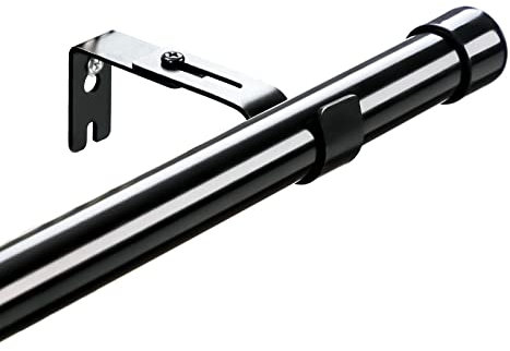 HARRMS Gardinenstange Schwarz Ausziehbar, 76-238cm, Verstellbare Vorhangstange Metall, Scheibengardinenstange 1 läufig mit Halterungen und Endstücken für Schlafzimmer, Wohnzimmer