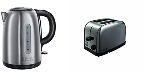 Russell Hobbs 20441 Snowdon Kettle, 1.7 Litre, Stainless Steel & Futura 2-Slice Toaster 18780 - Stainless Steel Silver