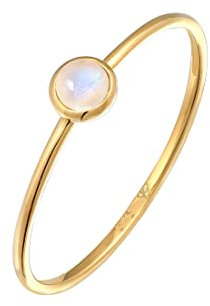 Elli Ring Damen Solitär Filigran mit Mondstein in 375 Gelbgold
