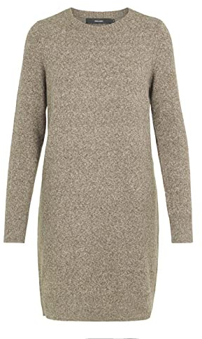 VERO MODA VMDoffy Women's Knitted Mini Dress, Walnut melange, XL