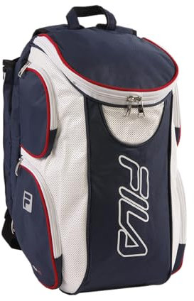 FILA Unisex-Erwachsene Ultimativer Tennis-Rucksack, Marineblau/Weiß/Rot