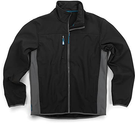 Tough Grit 2-Tone Softshell Water Resistant and Breathable Work Jacket, Black/Charcoal Size XS
