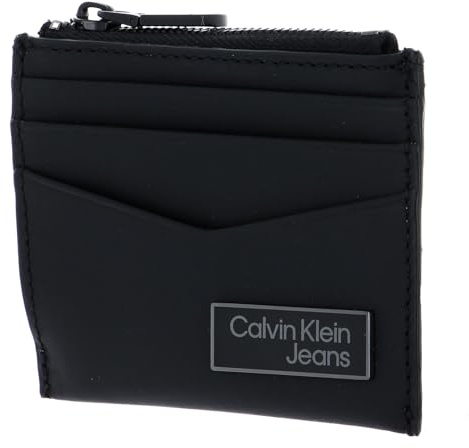 Calvin Klein CKJ Logo Plaque ID Cardholder with Zip Black