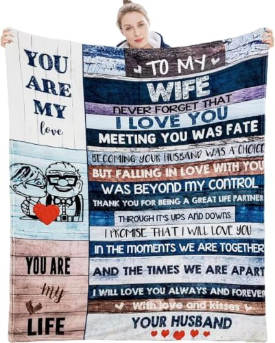 MORROWCAMP Gifts for Wife from Husband, to My Wife Blanket, Wedding Anniversary Romantic Gift for Her, Presents for Wife, Female Birthday Gifts Ideas, Christmas Valentine's Day (150 x 200 CM, Blue)