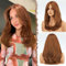 FESHFEN Lang Perücken mit Pony, Damen Perücken Auburn Synthetik Haar Natürlicher Look Kunsthaar Haarperücke für Frauen für Tägliche Party Cosplay 45 cm
