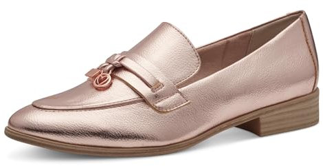 MARCO TOZZI Mocassini Donna con Tacco Eleganti Comodi, Metallico (Rose Metallic), 39 EU