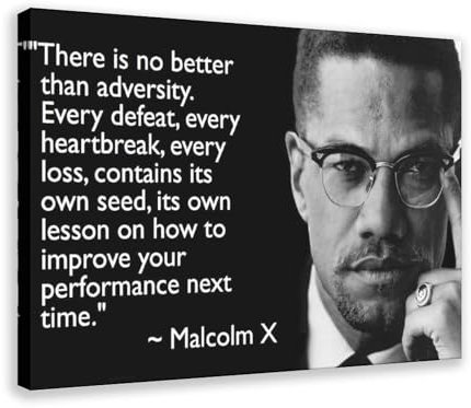 OWNPET Malcolm X Zitat Leinwand Poster Wandkunst Dekor Druck Bild Gemälde für Wohnzimmer Schlafzimmer Dekoration Rahmenstil 60 x 90 cm