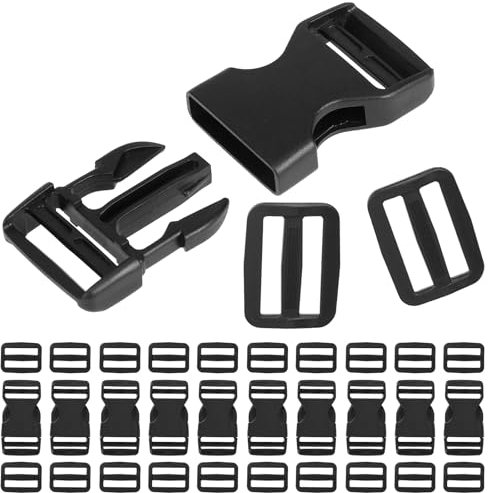 10 Stück Steckschnallen Seitliche Entriegelung Schnallen 32 mm Schnallen mit Seitlicher Freigabe Ersatzschnalle Buckle Steckverschluss Klippverschlüsse für Rucksack Gepäckgurte Zelt (Schwarz)