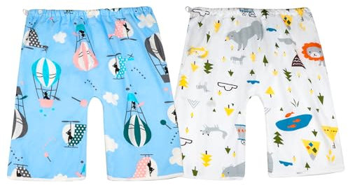 MOEMOE BABY 2 Packs Windelhose für Kinder hohe Taille Nachts Bettnässen Töpfchen Trainingshose 2 Stück Lernhose Trainerhosen L/4-8 Jahre
