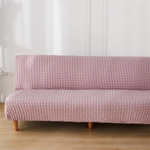 DOTBUY-SHOP Housse de Canape Clic Clac Extensible Seersucker Housse de Canapé-lit Housse de Canapé sans Bras, Universel Antidérapante Housse de Futon (2 Places,Rose)