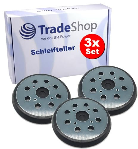 Trade-Shop - Platos abrasivos con cierre autoadherente, 3 unidades, 125 mm, 8 agujeros, repuesto para lijadora orbital Einhell AEG Milwaukee