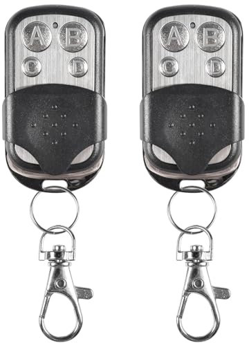2 PCS Telecommande Portail Compatible 433 MHz, Telecommande Universelle Portail, Duplicateur telecommande portail, Porte Clés Universel sans Fil,Rolling Code à 4 Boutons,Porte de Garage et Voiture