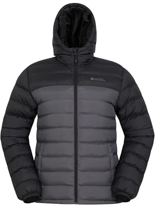 Mountain Warehouse Season Mens Padded Jacket - Water Resistant Puffer Coat, Lightweight, Warm, Lab Tested to -30C, Microfibre Filler - For Travelling, Walking Medium Grey L