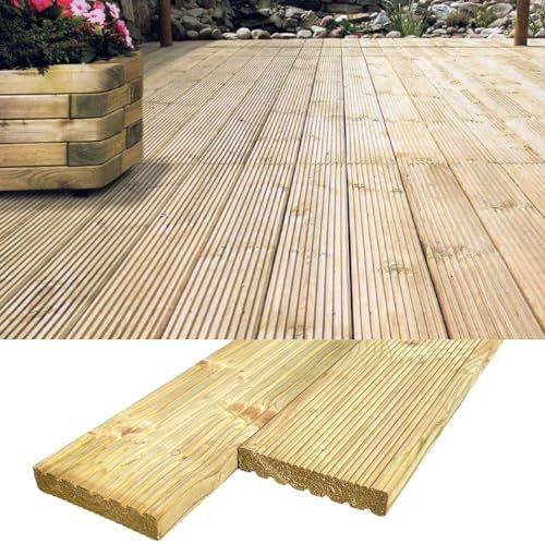 BaustoffhandelShop Terrassendiele Bodendiele FICHTE KDI Terrassenholz Holzdiele Unterkonstruktion kesseldruckimprägniert (Bodendiele Fichte KDI, 2,7 x 14,6 x 149cm)