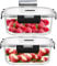 IUGHN 520ml Glass Containers with Lids, Set of Two, Glass Clear Food Containers with Lids, Comes with 4 Buckle Food Containers with Lids+Cleaning Sponge 1pce, Suitable Meal Prep Containers Glass
