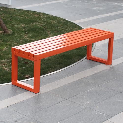 Gartenbank Holz Wetterfest Gartenbank Metall Modern Parkbank Bank Gartenmöbel für Balkon Terrasse Garten Ohne Rückenlehne Oder Armlehnen (Color : Orange, Size : 150cm)