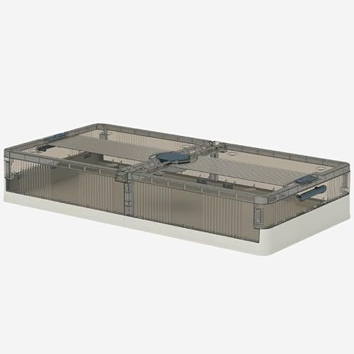 FLEXISPOT 50L Underbed Storage, Foldable Under Bed Storage Box with Lid, Strong, Durable & Stackable Organiser Storage with Wheels and Handles, 40×82×15cm
