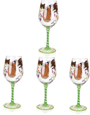 PRETYZOOM 4 Bicchieri Di Vino Di Natale Da Bere Bicchieri Di Vino Per Le Vacanze Bicchieri Di Vino Dipinti A Mano Calice Di Capodanno Forniture Natalizie Elementi Di Natale Calice Di Vino