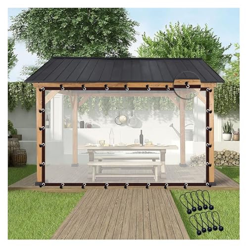 Wasserdichte Outdoor-Vorhänge, Pergola-Seitenteile, transparente PVC-Plane mit Ösen für Veranda, Dach, Pool, Garten, anpassbare Größe (2,5 x 3,5 m)