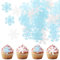 AOZUO 50 Stück Essbare Cupcake-Topper Mit Schneeflocken, Elsa Tortendeko Elsa Kuchen Deko Weißes Und Blaues Reispapier Kuchendekoration Für Weihnachten Winter Feiertage Party FrozenThema Hochzeit