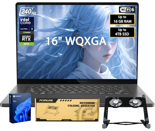 ASUS ROG Zephyrus Intel Ultra 9 RTX 4070 Ultimate Gaming Laptop, 16 WQXGA 2560 x 1600 240Hz, Intel Ultra 9 185H, NVIDIA GeForce RTX 4070, 16GB RAM, 2TB SSD, con pacchetto SSD esterno A-Data 512