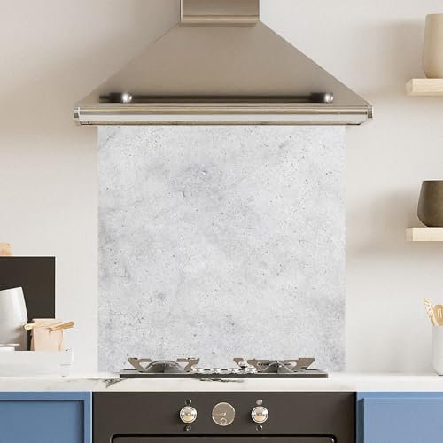 Toughened 6mm Glass Kitchen Splashback 60 x 60cm White Marble Effect - Polished Heat Resistant Back Splash for Cookers Hob