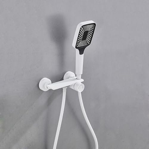 Générique Robinet Mitigeur de Baignoire Robinet de Baignoire Mural Blanc Cascade Mitigeur de Baignoire avec Douche 3 Fonctions Douchette à Main