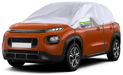Opaltool Halbgarage für 2002-2024 Citroen C3 | Silberne, Maßgeschneidertes, mit Verstellbaren Elastischen Schnur Haken und Ohrkappen, Schutz vor Staub, Eis und Schnee