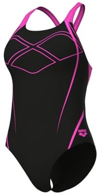 ARENA Feel Graphic Swim Pro Back Traje de Baño para Mujer, Bañador de Secado Rápido, Deportivo en Tejido Maxfit Eco Resistente al Cloro y a la Sal con Protección UV UPF 50+