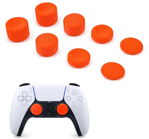 DLseego Tappi per Le Bacchette da Pollice compatibili con PS5 PS4 Xbox, 8 PCS Thumbstick Grip Cover Anti Slip Thumb Grip Caps Improve Accuracy Controller Joystick Covers,Arancione