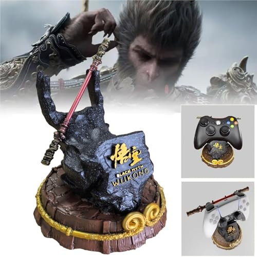 Black Myth Wukong Gamecontroller-Ständer Mit Golden Hoop Tightening Curse Und Bronzecloud Ruyi Staff, Destiny Man Handheld Modelle Mit Harzsockel, Telefonständerhalter Für PS5/XSX/XB0X/NS/Switch Pro(A