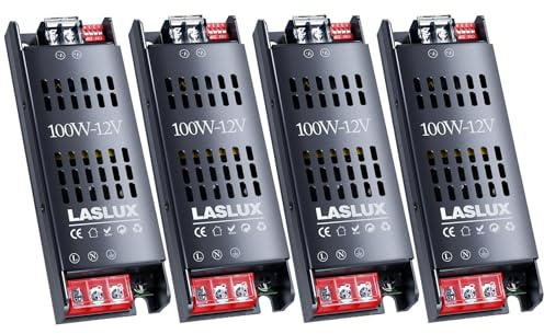 4 Stück LED Trafo 230V auf 12V 100W Dimmbar with Langsamer Anfang Dimmbar Schaltnetzteil Transformator 12v, Stumm LED Treiber Driver Netzteil 8.3A (12V - 4PC, 100, Watt)