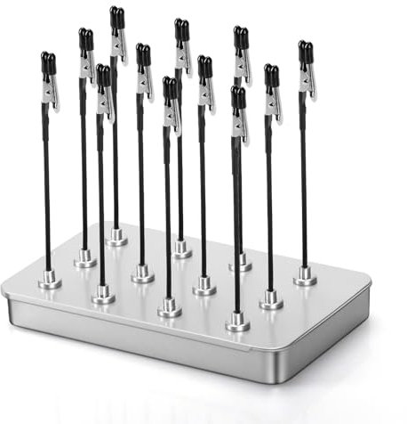 quiodok 12 Stück Modellbau Farben Standfuß und 1 Eisenbox als Basis, Dritte Hand Löten mit Magnetfuß und Krokodilklemmen, Flexibler Modellbau Zubehör für Modellierung und Bastelarbeiten