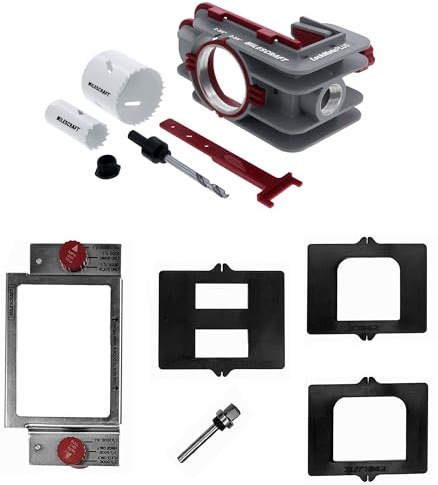 Milescraft 7301 Door Kit – Install Door Locks, Knobs, and Hinges. Self-Clamping Lock Jig with Bi-Metal Hole Saws. Rout Common Hinge Mortises on Standard Doors. Cutting Tools Included