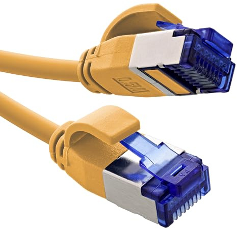 InLine Patchkabel Slim, Cat.6A, S/FTP, TPE (LSZH) flexibel, PoE, Kupfer (CU), LAN, Ethernet, Netzwerk Kabel, RJ45 Gigabit, gelb, 1,5m, 74914Y