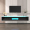 LANTRO JS LED TV Unit, Wall Mounted TV Unit, Floating Media Shelf, 70 inch TV Stand, Black and White TV Stand with 4 Different Lighting Modes 16 Colors and 3 Drawers