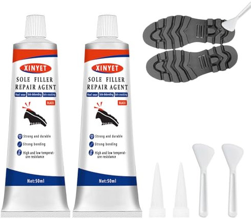 Xinyet 100ml Pegamento Suela Zapatos, Pegamento Zapatos Extrafuerte, Pegamento Fuerte Zapatos, para Se utiliza para relleno de suelas, desgaste de tacones y grietas en suelas. (Negro)