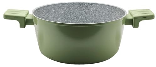 Akinda Home - Casseruola 24 cm in alluminio forgiato verde trestelle - casseruola 24cm - casseruola induzione - pentola verde - rivestimento 5 strati - manici soft touch