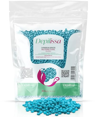 DEPILISSA 400g Wachsperlen Caribbean Breeze – Multidirektionales Haarentfernung Heißwachs für Gesicht, Achseln, Beine & Intimbereich –Wachs für Männer & Frauen – Made in Italy – Ohne Vliesstreifen