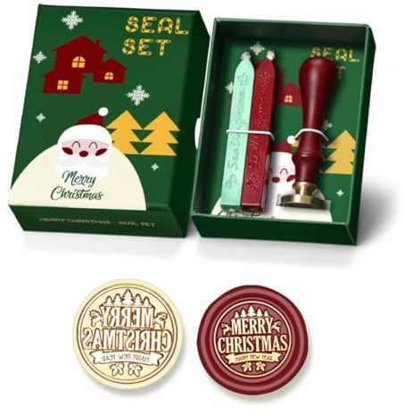 GXGM Siegelstempel Weihnachten 25mm Wachssiegel Stempel für Einladungen zur Weihnachten mit Holzgriff Vintage Wachs Siegel Stempel Buchstaben für Umschlag Briefe Geschenkpapier Umschlag(A)