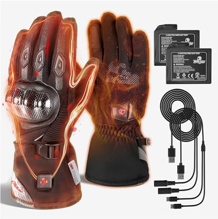 BORLENI Gants Moto Chauffants, 3000 mAh, Imperméables, Tactiles