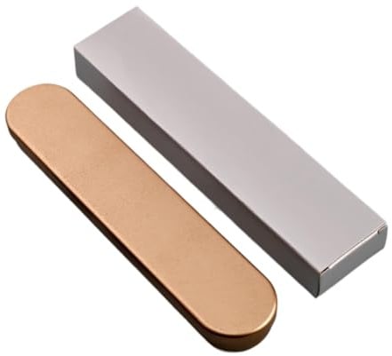 MERIGLARE Metal Pencil Case Tin Storage Box Hinged Container Pen Holder with Lid Made of Metal for Student Organization Office Home, Gold Sponge Lining