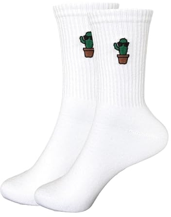 Tindo Crew Socks Weiß mit Motiv – Lustige Socken mit Tiermotiven für Damen & Herren | Bequeme Baumwoll-Crew Socks mit Stickerei | Dackel, Pinguin, Faultier & mehr | Geschenk für Tierliebhaber