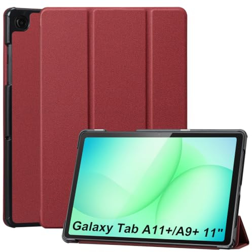 CoBak Hülle für Samsung Galaxy Tab A11+ 2025/A9+ 2023 11 Zoll, Rot | PU+PC Hartschale SM-X230/X236B/X210/X215, zwei Aufstellwinkel, passgenaue Aussparungen, Rundumschutz, Schlaf-Wach-Automatik