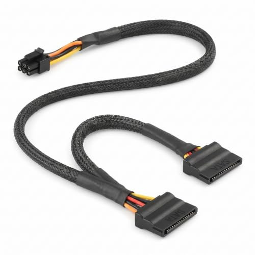 Xevtrak Cable Sata Câble Adaptateur SATA avec Alimentation Connecteur Mini 6 Broches vers Double SATA 15 Broches Répartiteur pour Disque Dur SSD Compatible avec 3653 3650 3655 45cm